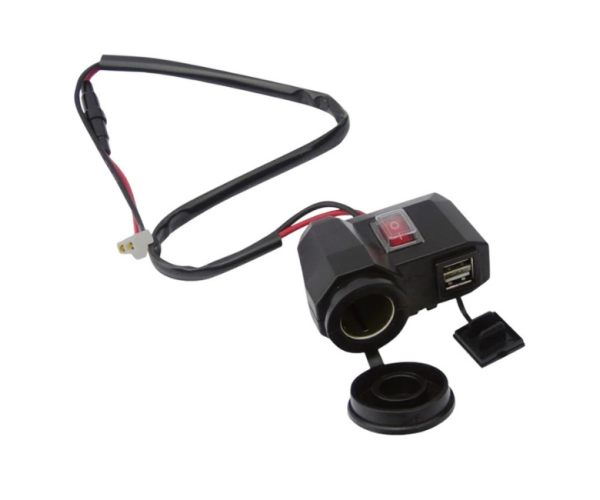 Cep Telefonu Şarj Cihazı ve Çakmak, Motosiklet Cep Telefonu Şarj Cihazı, Motosiklet Gidonu, Su Geçirmez Çakmak Yuvalı Çift USB Şarj Cihazı